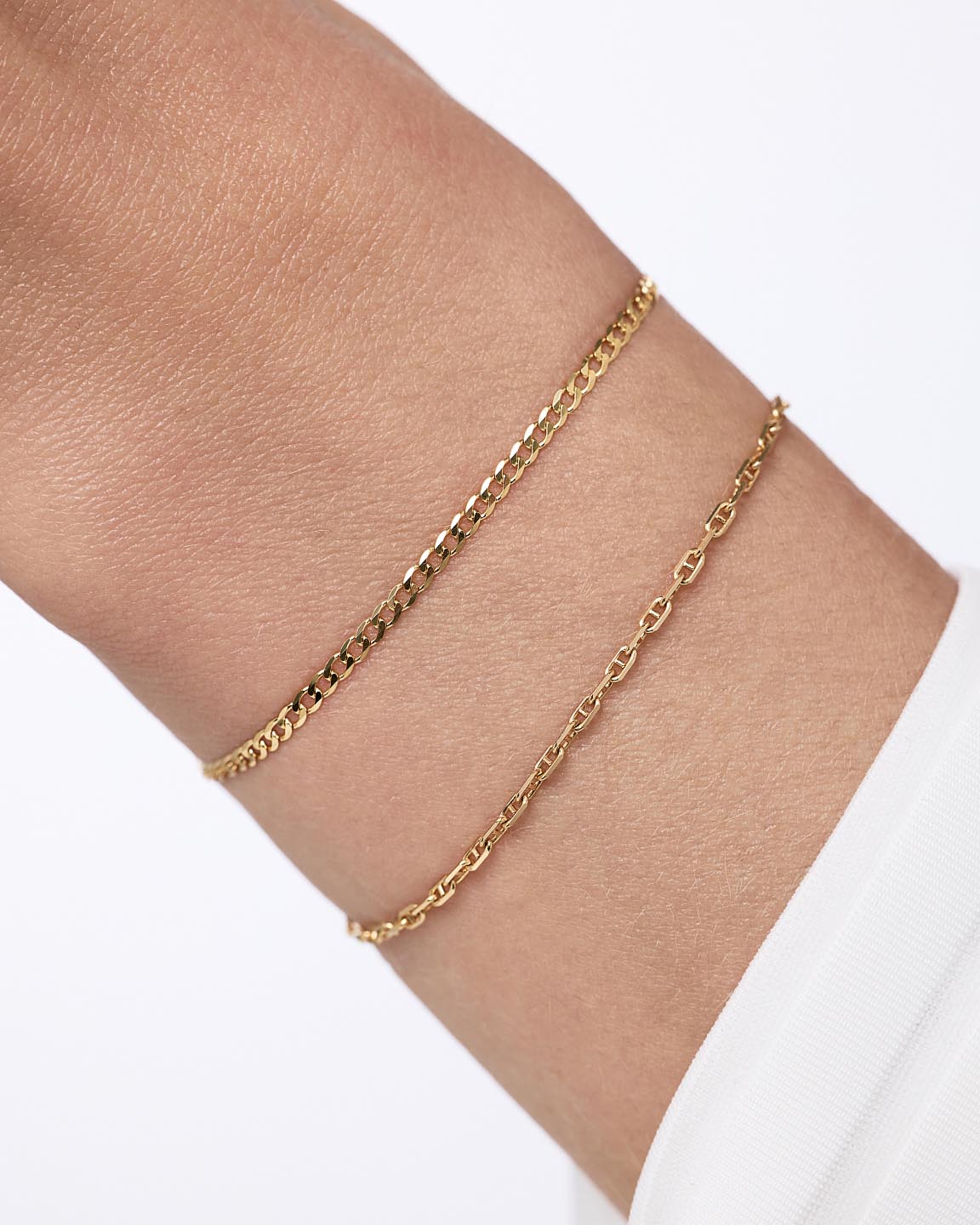 Solid Yellow Gold - Mini Curb Chain Bracelet