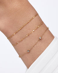 Solid Yellow Gold - Sparkle Link Chain Bracelet