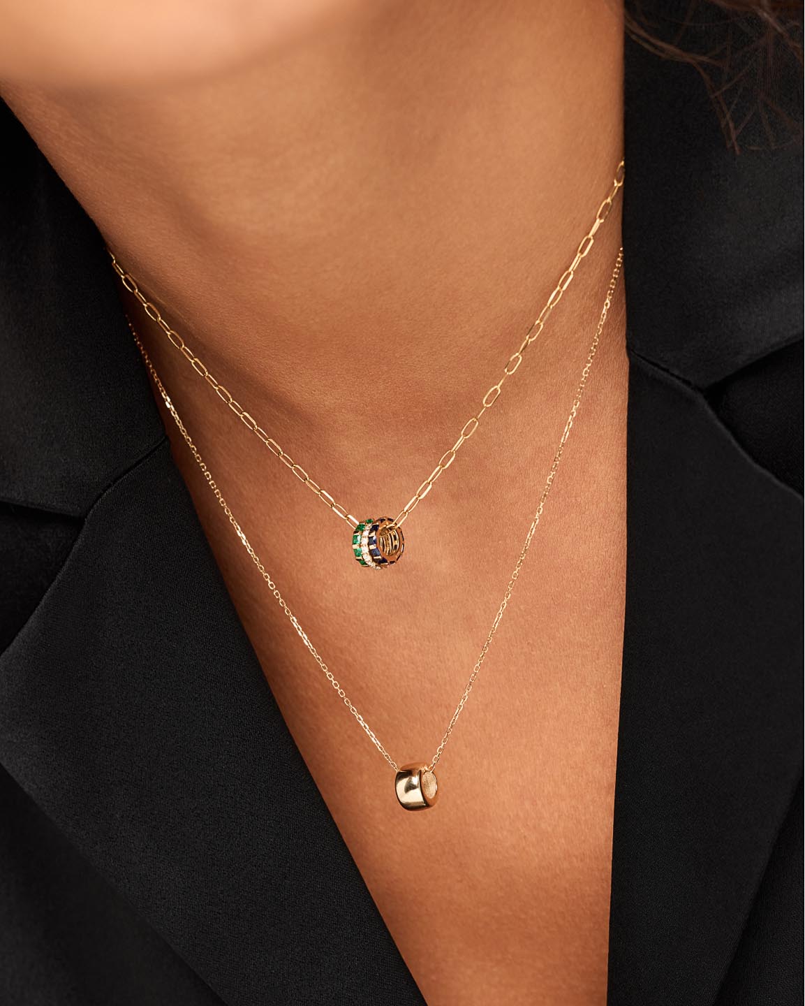 Solid Yellow Gold - Luna Charm Necklace