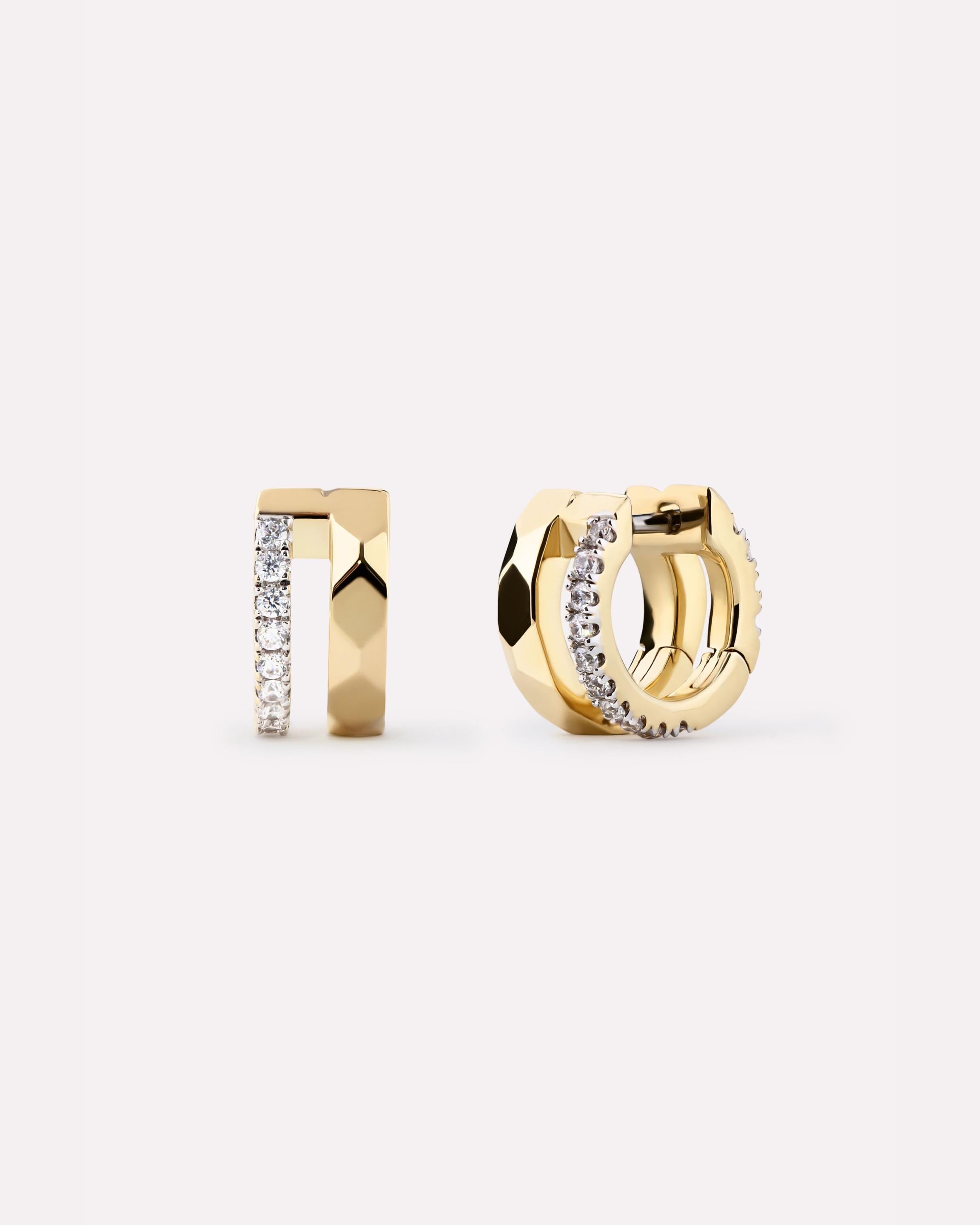 Gold Hoop Earrings - Esme Triple