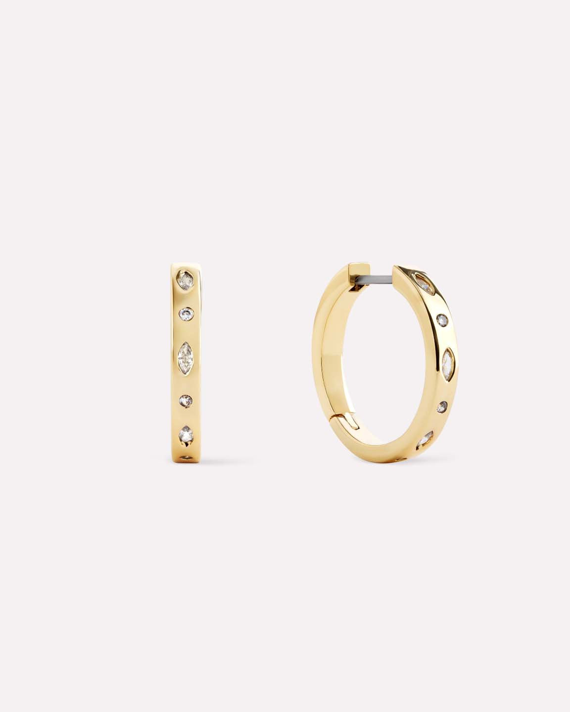Gold Hoop Earrings - Selena Huggie Hoops