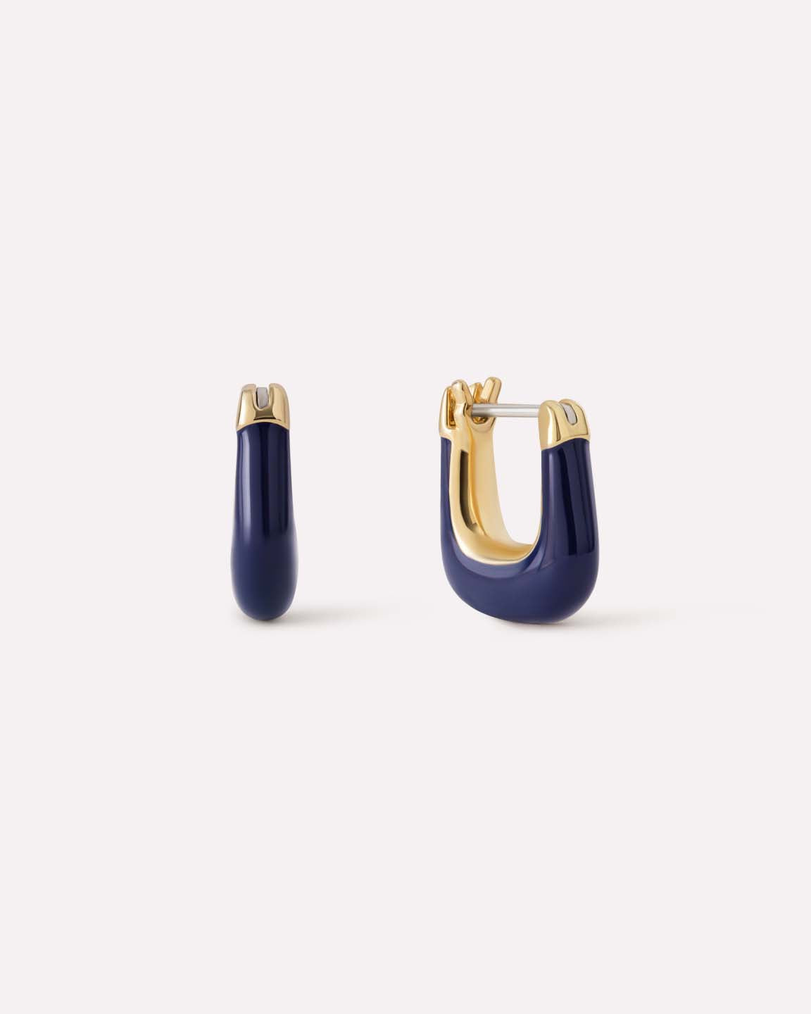 14K Gold Plated Enamel Riviera Blue Huggie Hoops Earrings For Women Ana Luisa Dakota Mini Navy