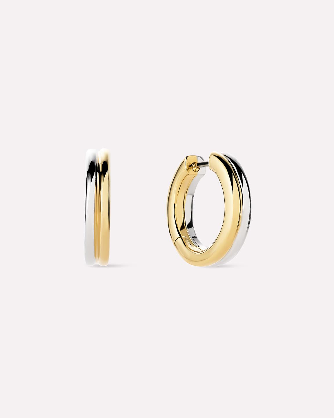 14K Gold Rhodium Plated Two Tone Hoop Earrings For Women Ana Luisa Asher Medium