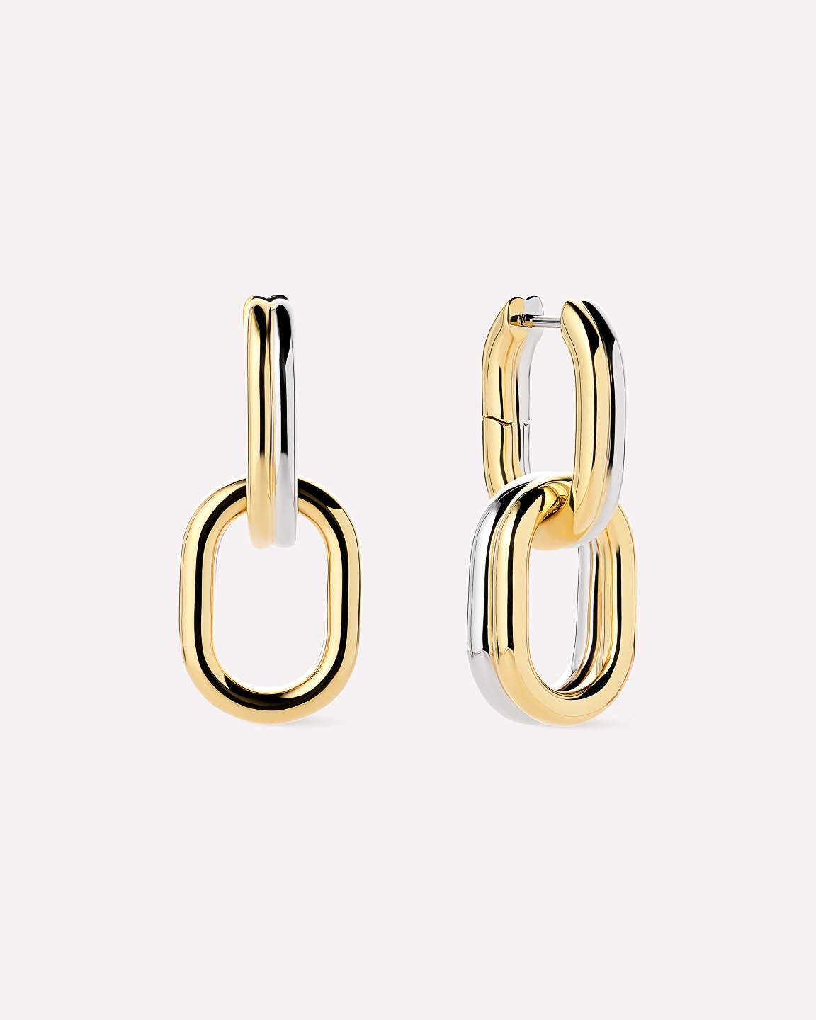 14K Rhodium Plated Link Two Tone Drop Earrings For Women Ana Luisa Ash Double Two Tone Links