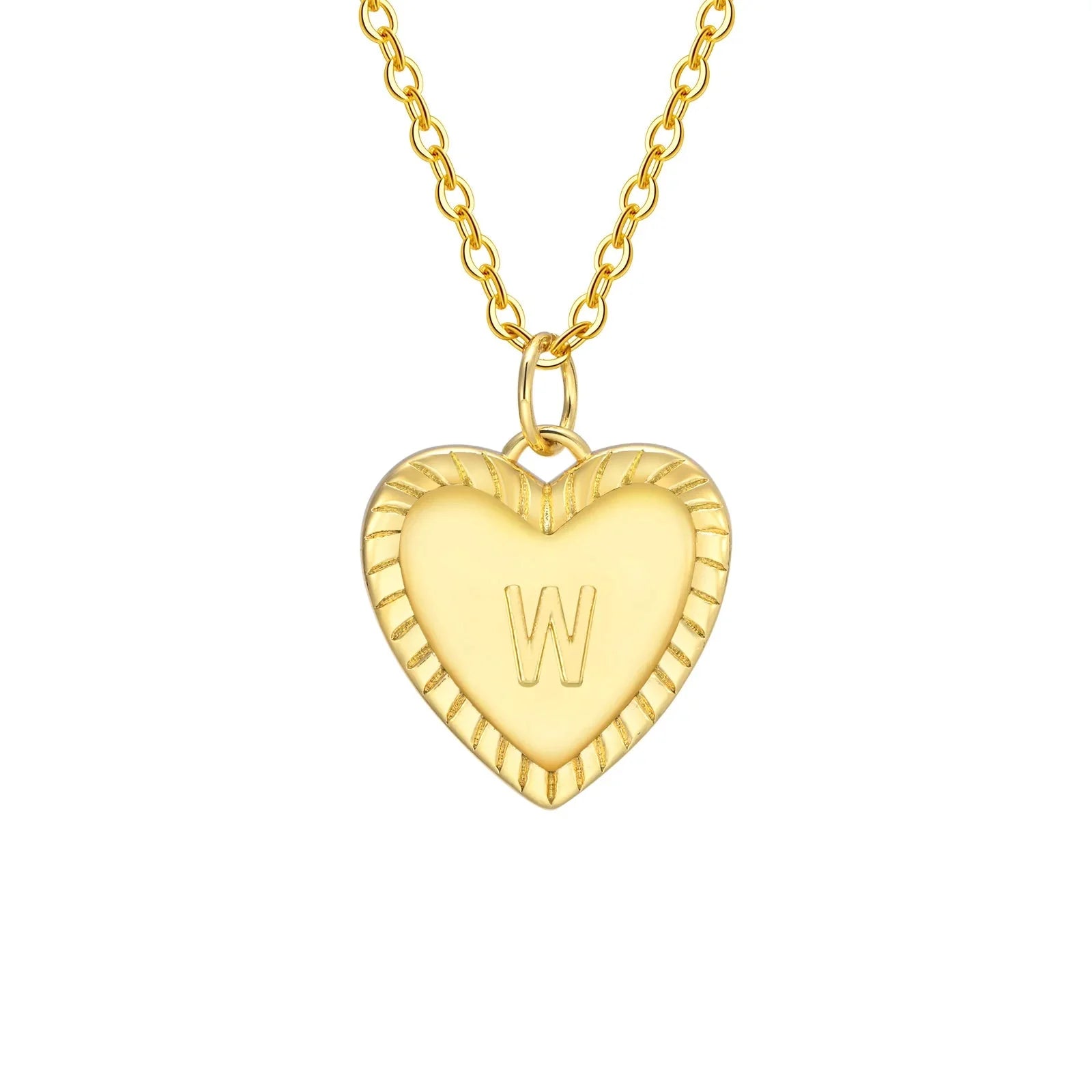 14k Dainty Heart Pendant Letter Initial Necklace - Veinci
