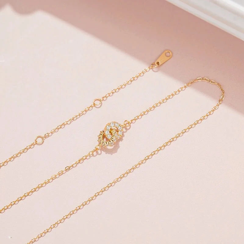 14K S925 Interlaced Diamond Circles Necklace - Veinci