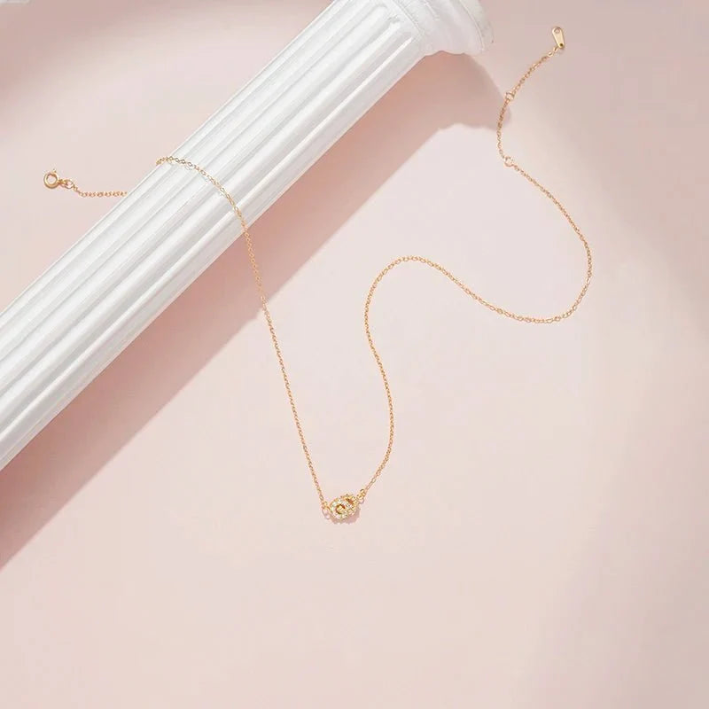 14K S925 Interlaced Diamond Circles Necklace - Veinci