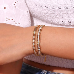 18k Accented Diamond Tennis Bracelet - Veinci