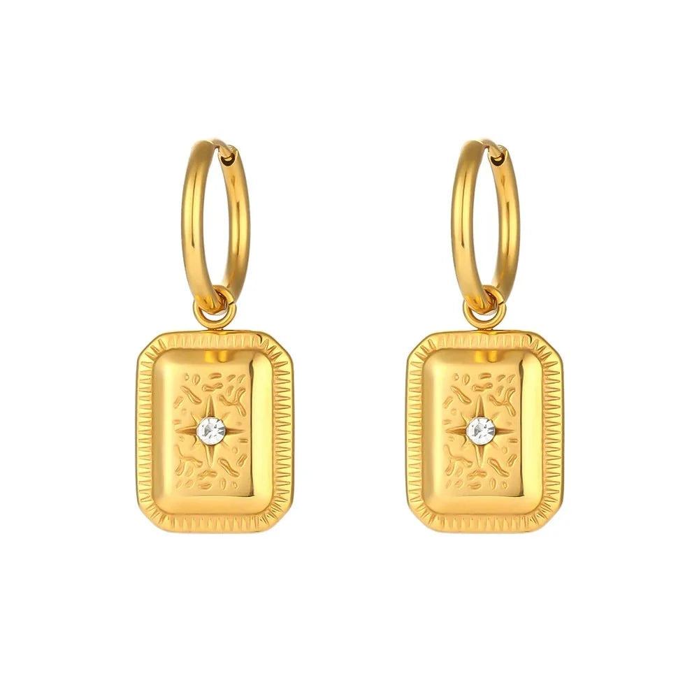 18k Cuban North Star Tarot Necklace and Earring Set - Veinci