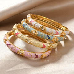 4-Piece Floral Accented Bangle Stack