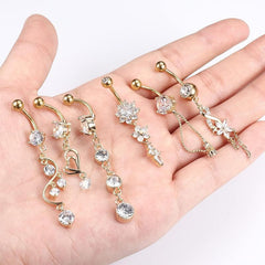 14G 6-Piece Diamond Accented Belly Button Jewelry