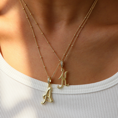 Elegant Cursive Font Satellite Chain Initial Necklace