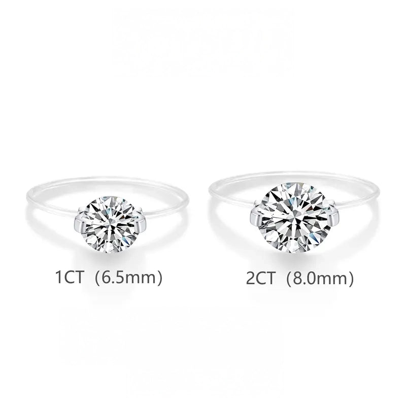 Sterling Silver 1-2 Carat Moissanite Invisible Band Ring