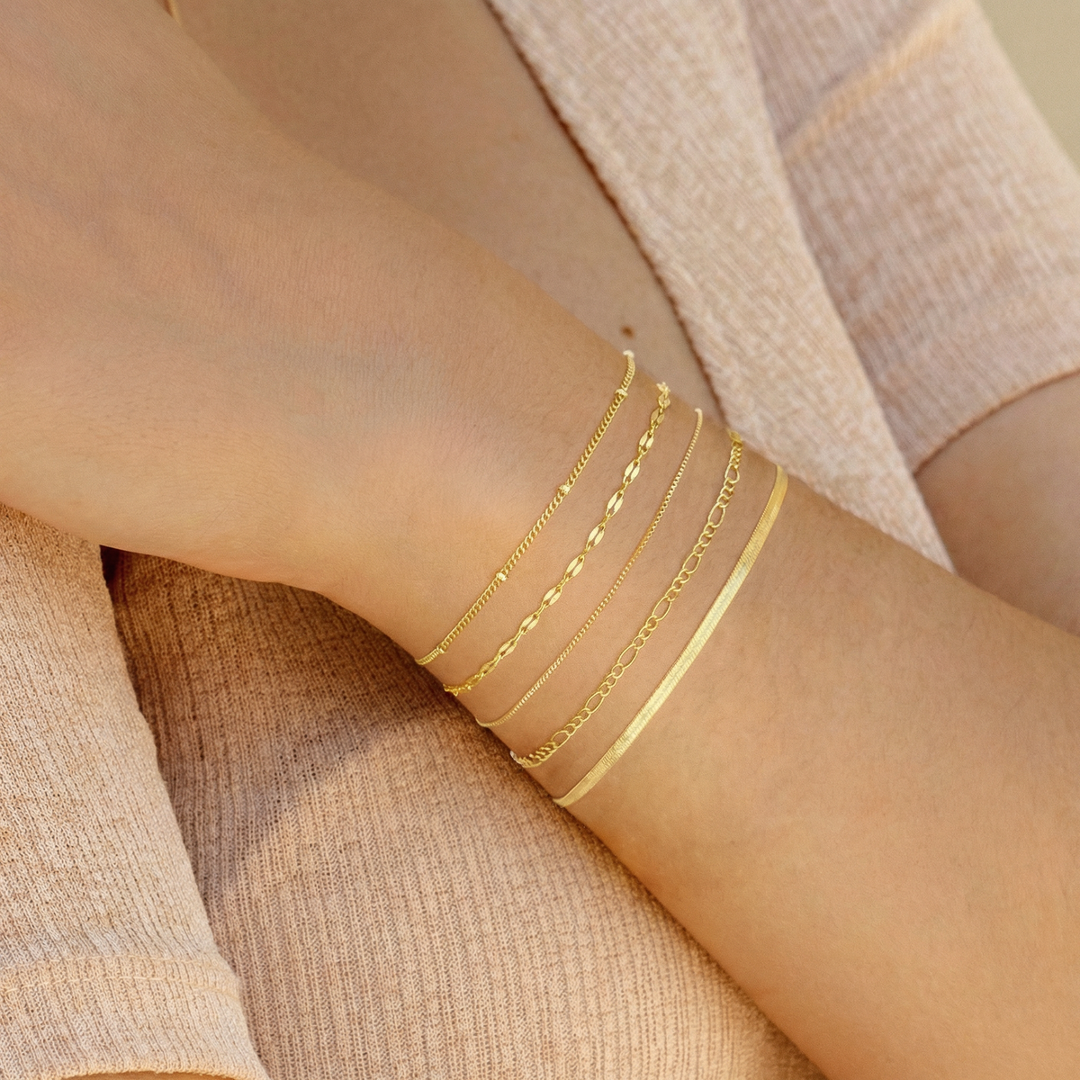 5-Piece Dainty Bracelets Stack