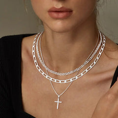 3-Piece 14K Layered Cross Necklace Stack