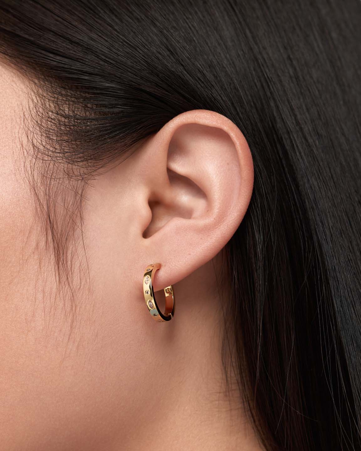 Gold Hoop Earrings - Selena Huggie Hoops