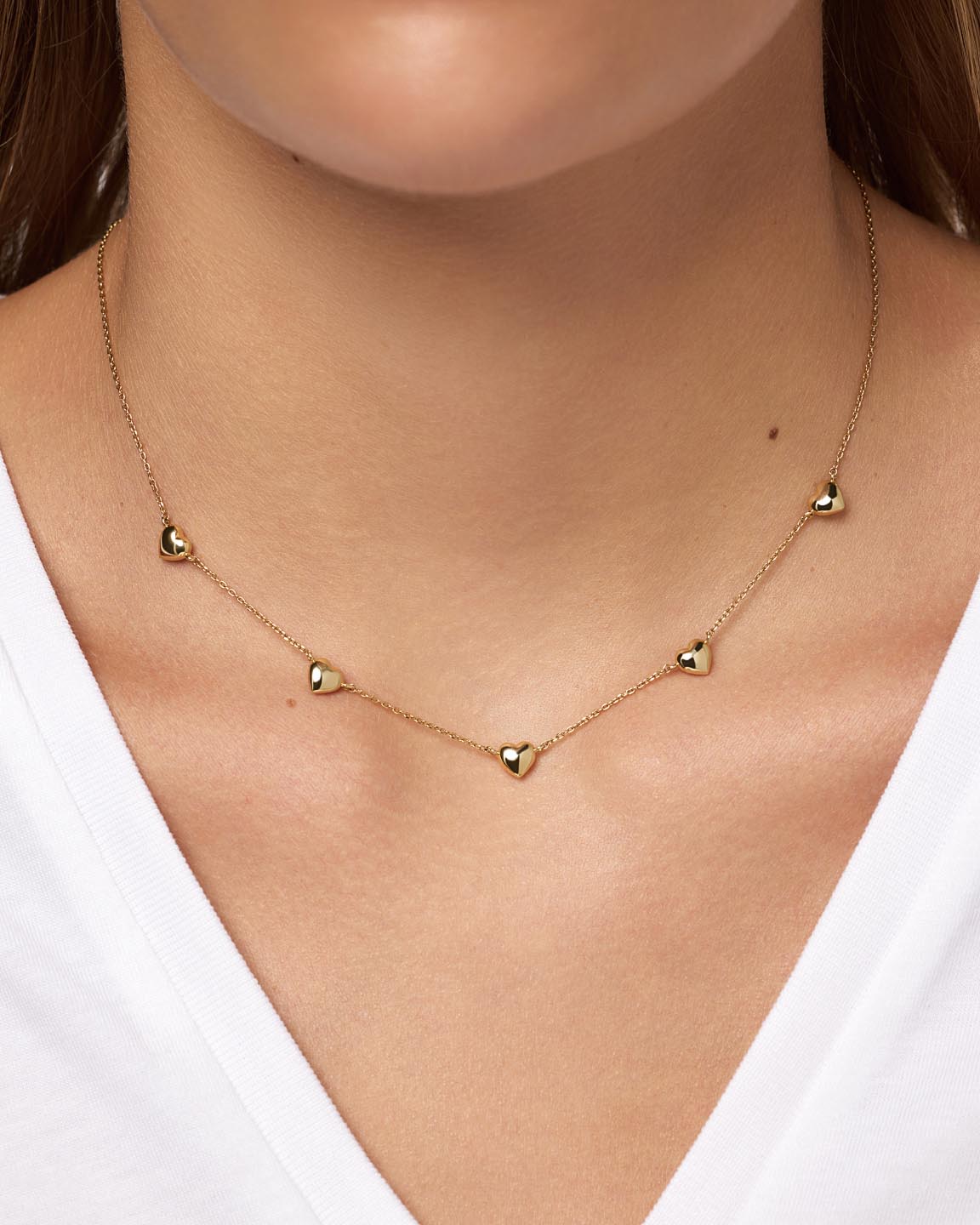 Heart Necklace - Lev Mini Pave Station Necklace