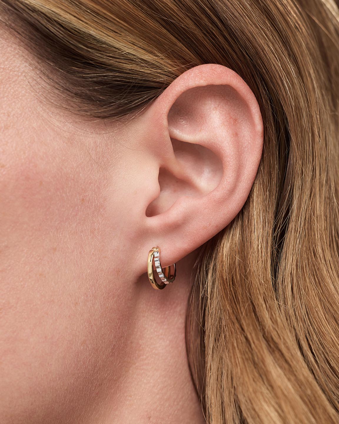 14K Gold Rhodium Plated Sterling Silver Two Tone Hoop Earrings For Women Ana Luisa Toda Two Tone