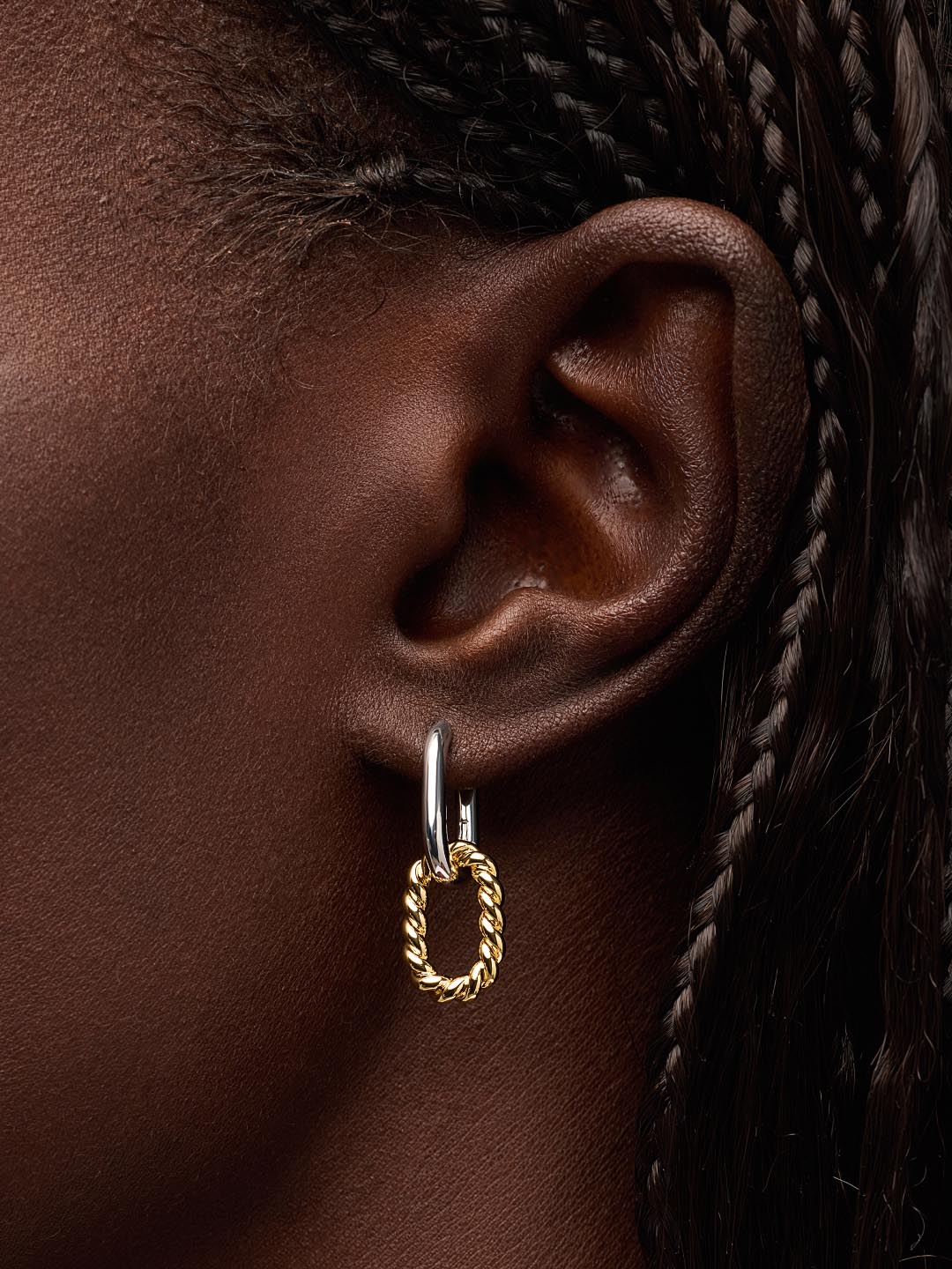 Double Hoop Earrings - Ash Double Marble Blue