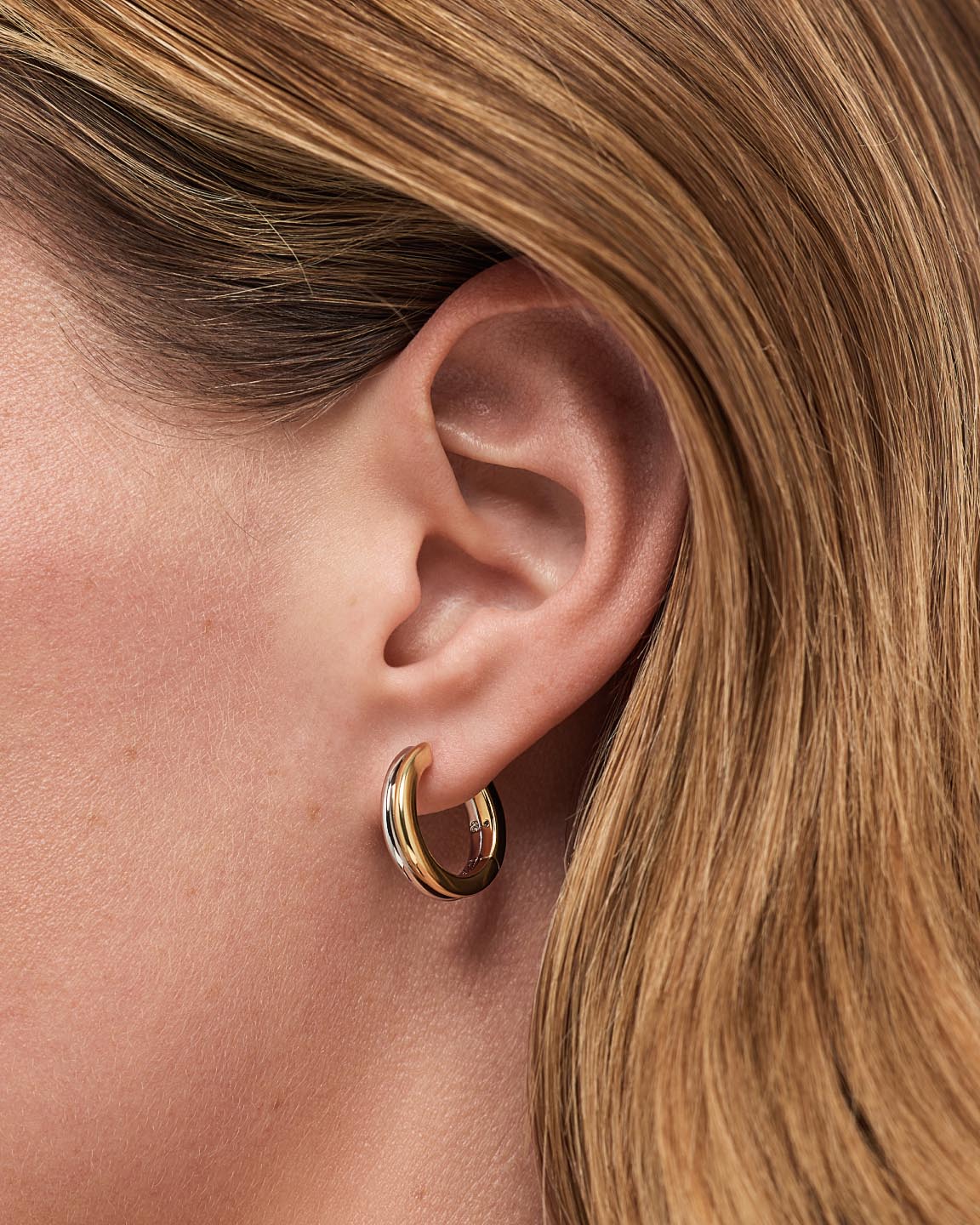 14K Gold Rhodium Plated Two Tone Hoop Earrings For Women Ana Luisa Asher Medium
