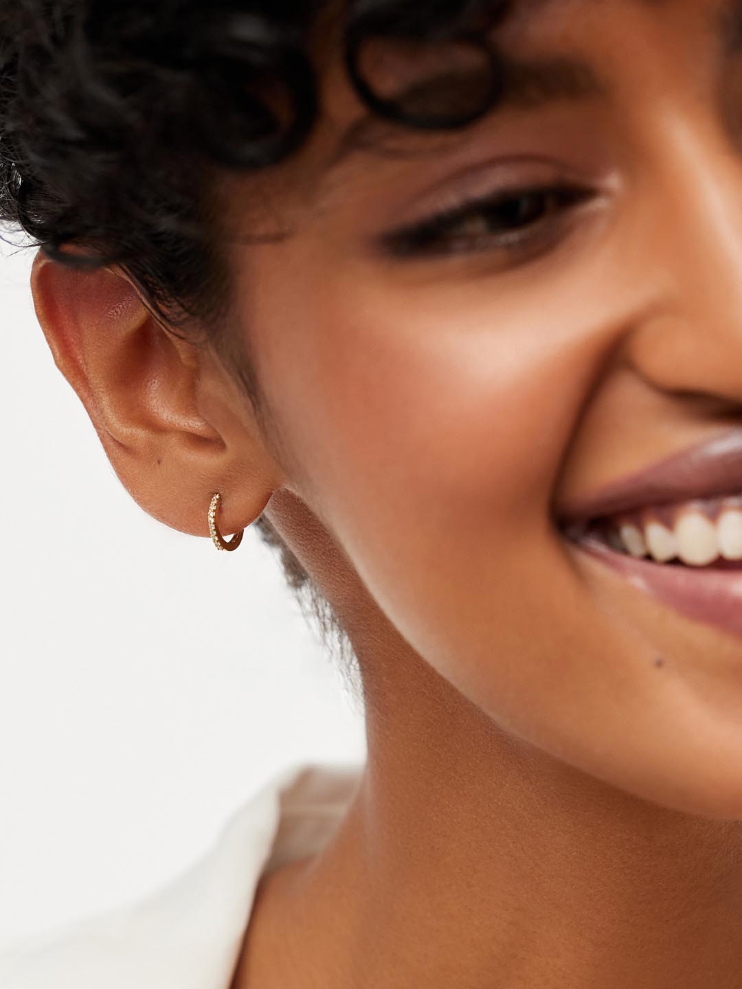Diamond Hoop Earrings - Diamond Huggie Hoops Medium