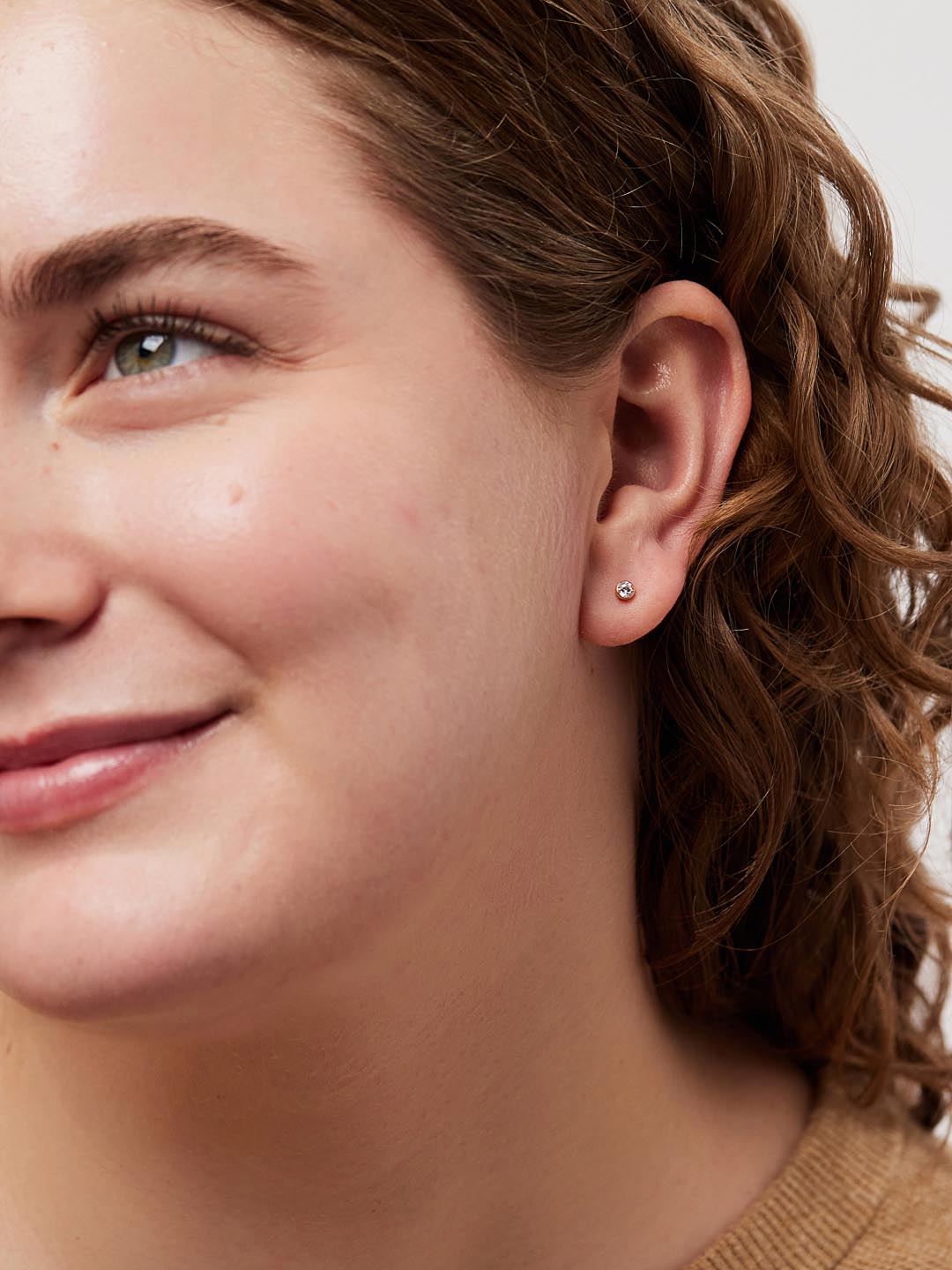 Gold Stud Earrings - Invisible Set Studs Medium