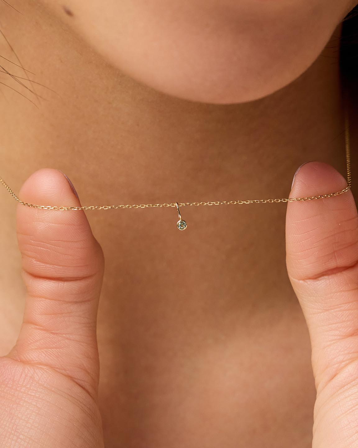 Ana Luisa Jewelry Necklace Charms Birthstone Gold Mini Birthstone Charm August Birthstone Gold Mini Peridot Charm Solid Gold