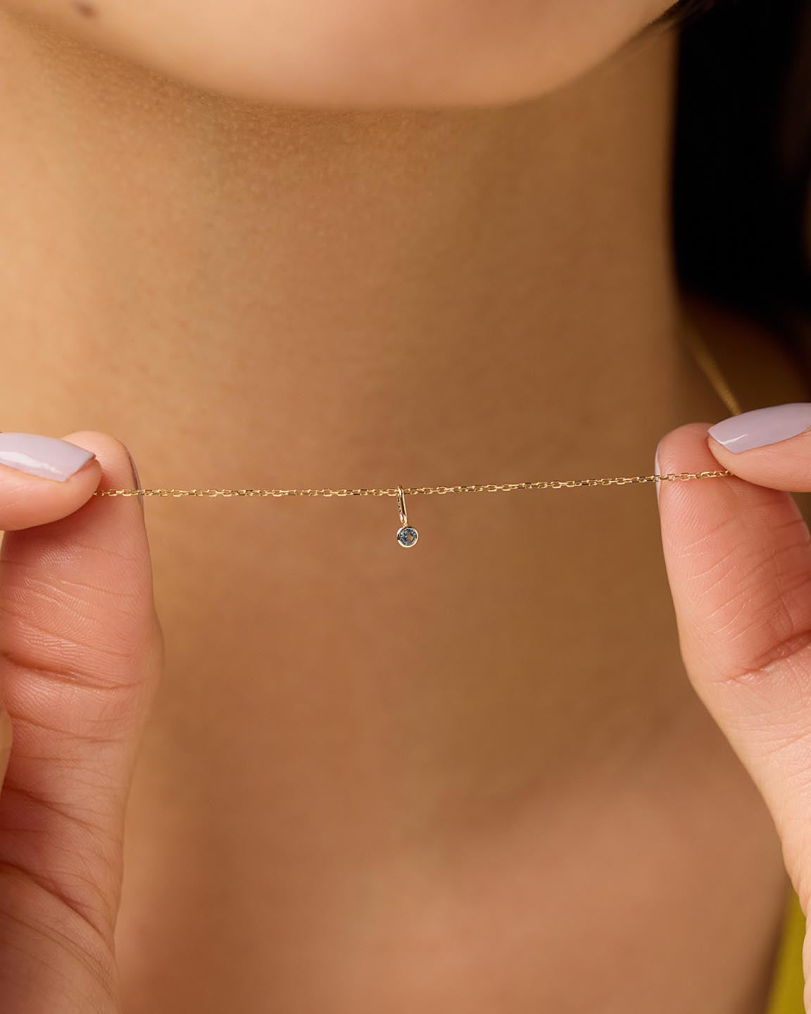 Ana Luisa Jewelry Necklace Charms Birthstone Gold Mini Birthstone Charm December Birthstone Gold Mini London Blue Topaz Charm Solid Gold