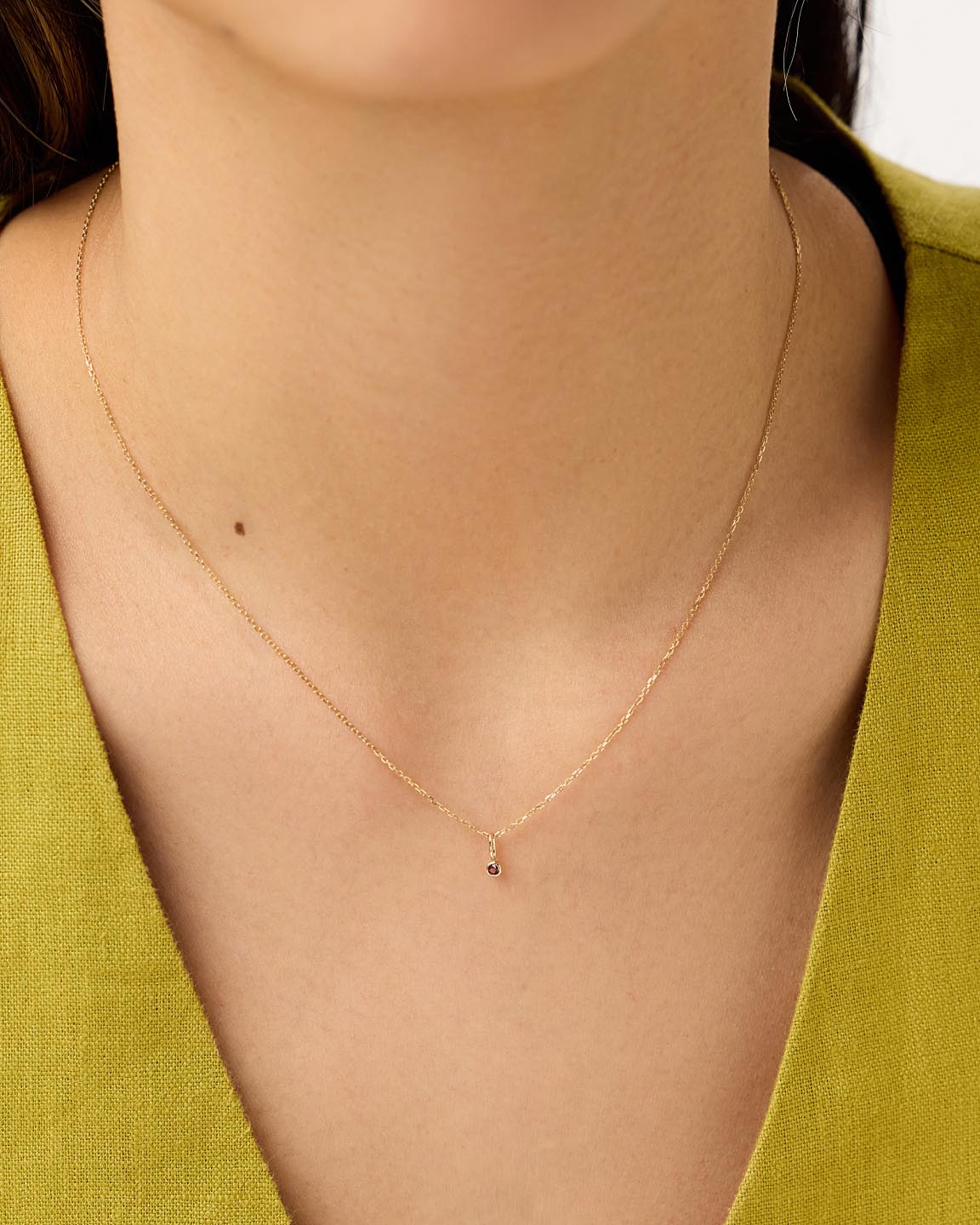 Ana Luisa Jewelry Necklace Charms Birthstone Gold Mini_Birthstone Charm January Birthstone Gold Mini Red Garnet Charm Solid Gold