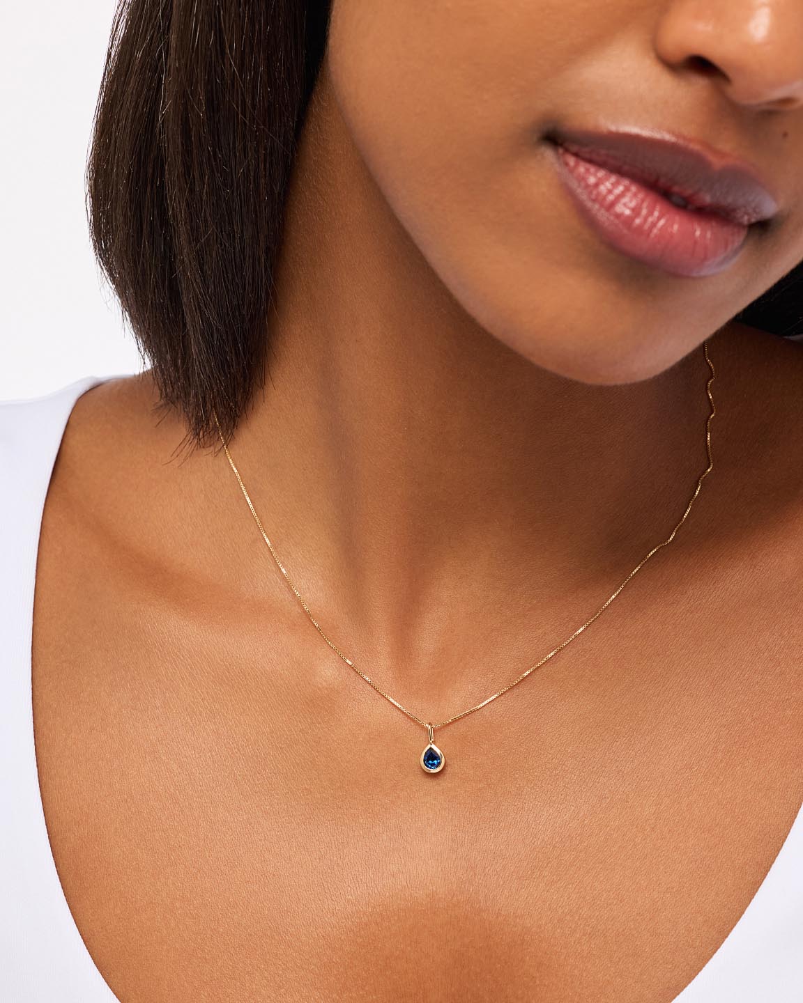 Solid Gold Amethyst Blue Sapphire Blue Topaz Yellow Citrine Semi Precious Stones Birthstones Pendants Necklace Charms For Women Ana Luisa Teardrop Charm Blue Sapphire
