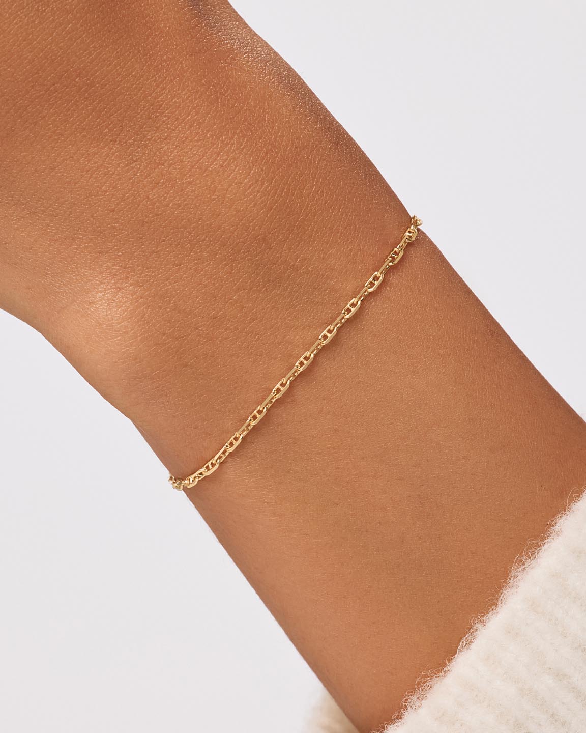 Solid Yellow Gold - Mini Anchor Chain Bracelet