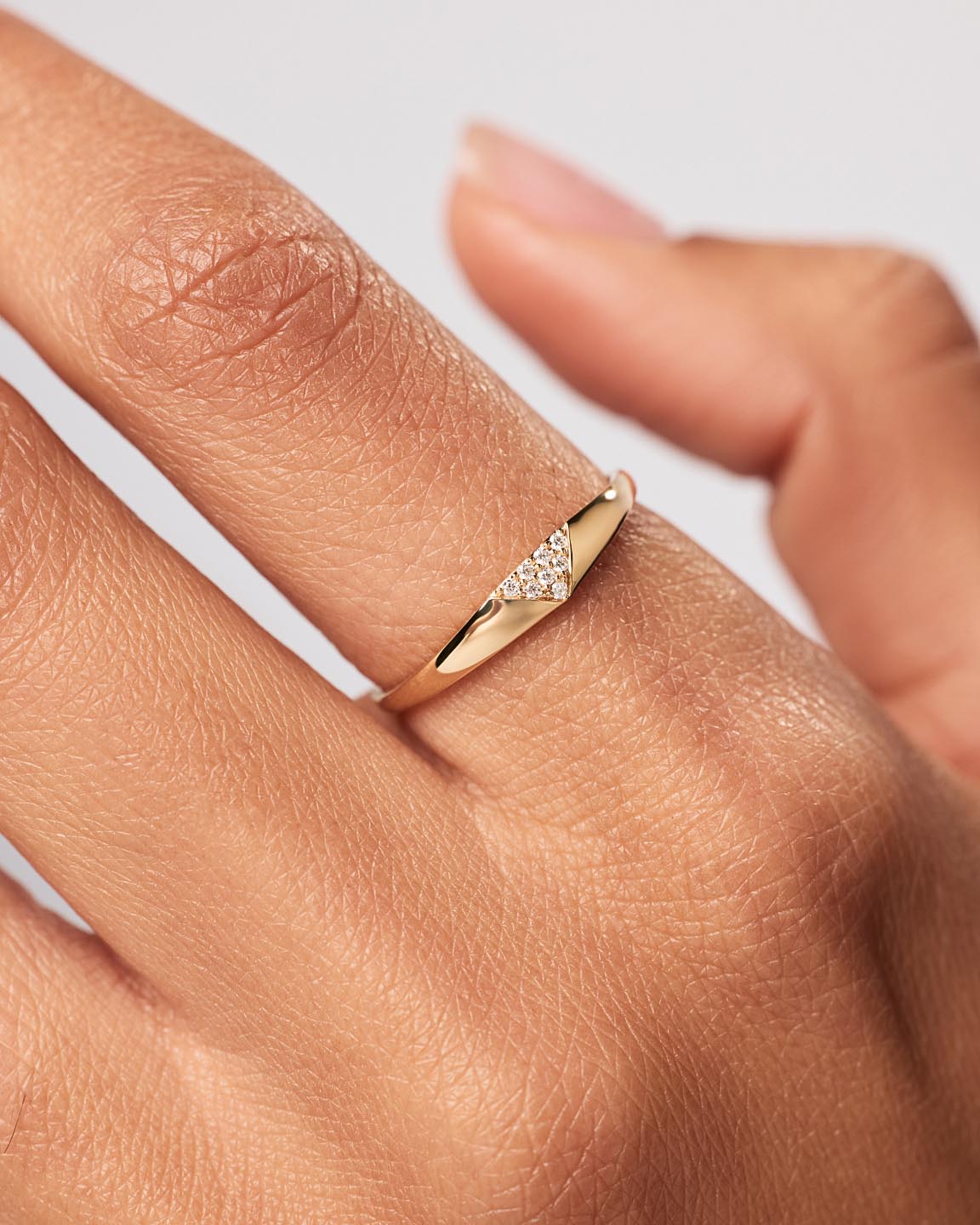 Solid Gold Diamond Fine Band Rings For Women Ana Luisa Trillion Diamond Signet Ring