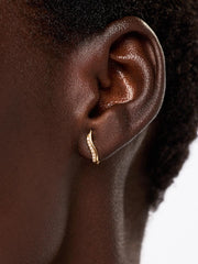 Solid Yellow Gold - Diamond Flame Studs