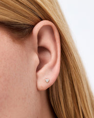 Solid Yellow Gold - Diamond Heart Flatback Single Stud