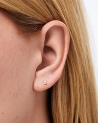 Solid Yellow Gold - Diamond Pear Flatback Single Stud