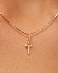 Solid Yellow Gold - Diamond Cross Charm