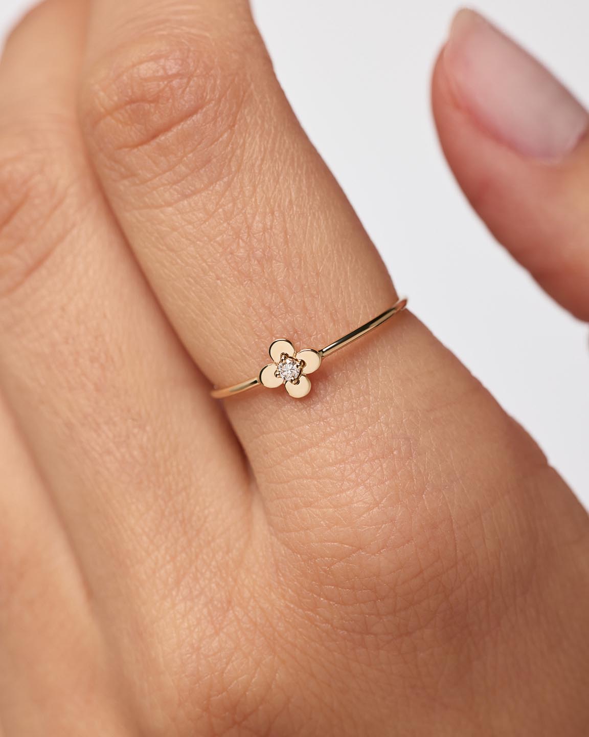 Solid Gold Diamond Solid Bloom Fine Flower Stone Rings For Women Ana Luisa Mini Diamond Flower Ring