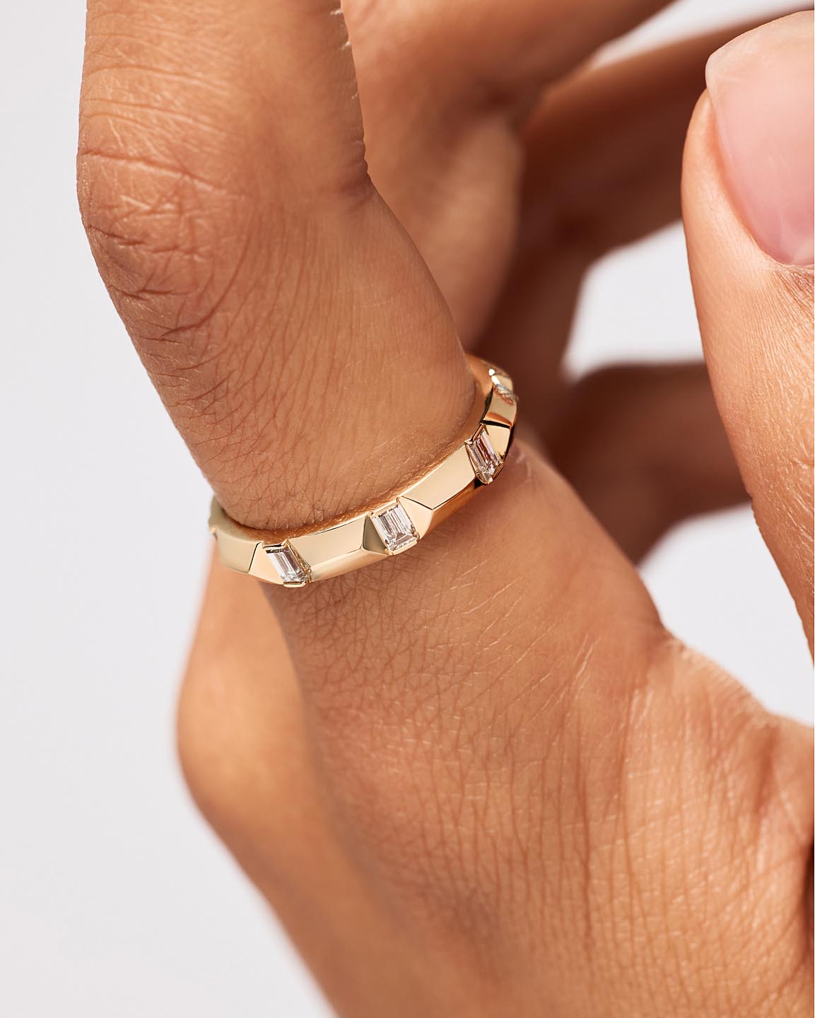 Solid Yellow Gold - Astrid Diamond Station Ring