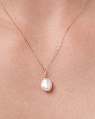 Solid Yellow Gold - Organic Pearl Necklace