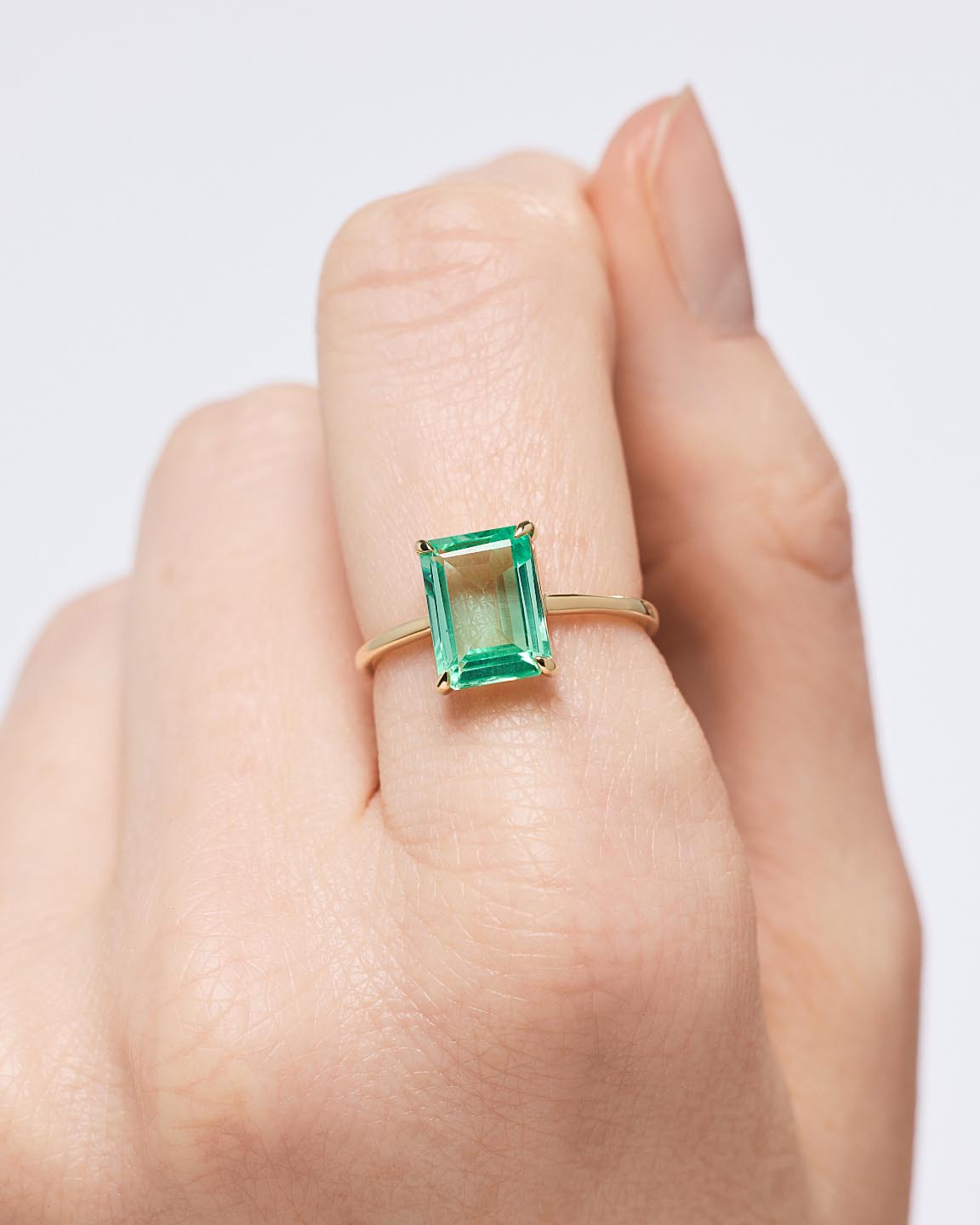 Solid Yellow Gold - Blue Topaz Spritz Ring