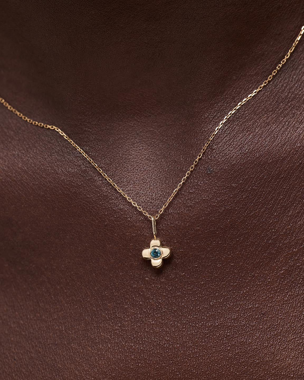 Solid Yellow Gold - London Blue Topaz Mini Liora Necklace