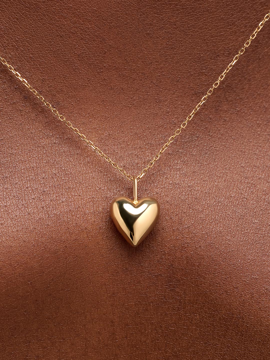 Solid Yellow Gold - Medium Heart Charm Necklace