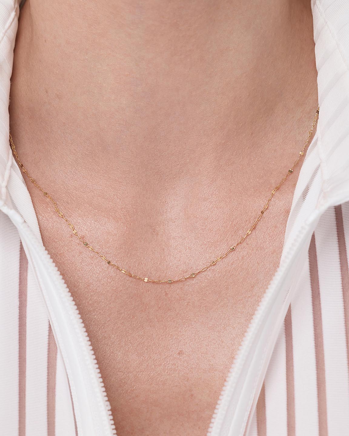 Solid Yellow Gold - Sparkle Link Chain Necklace