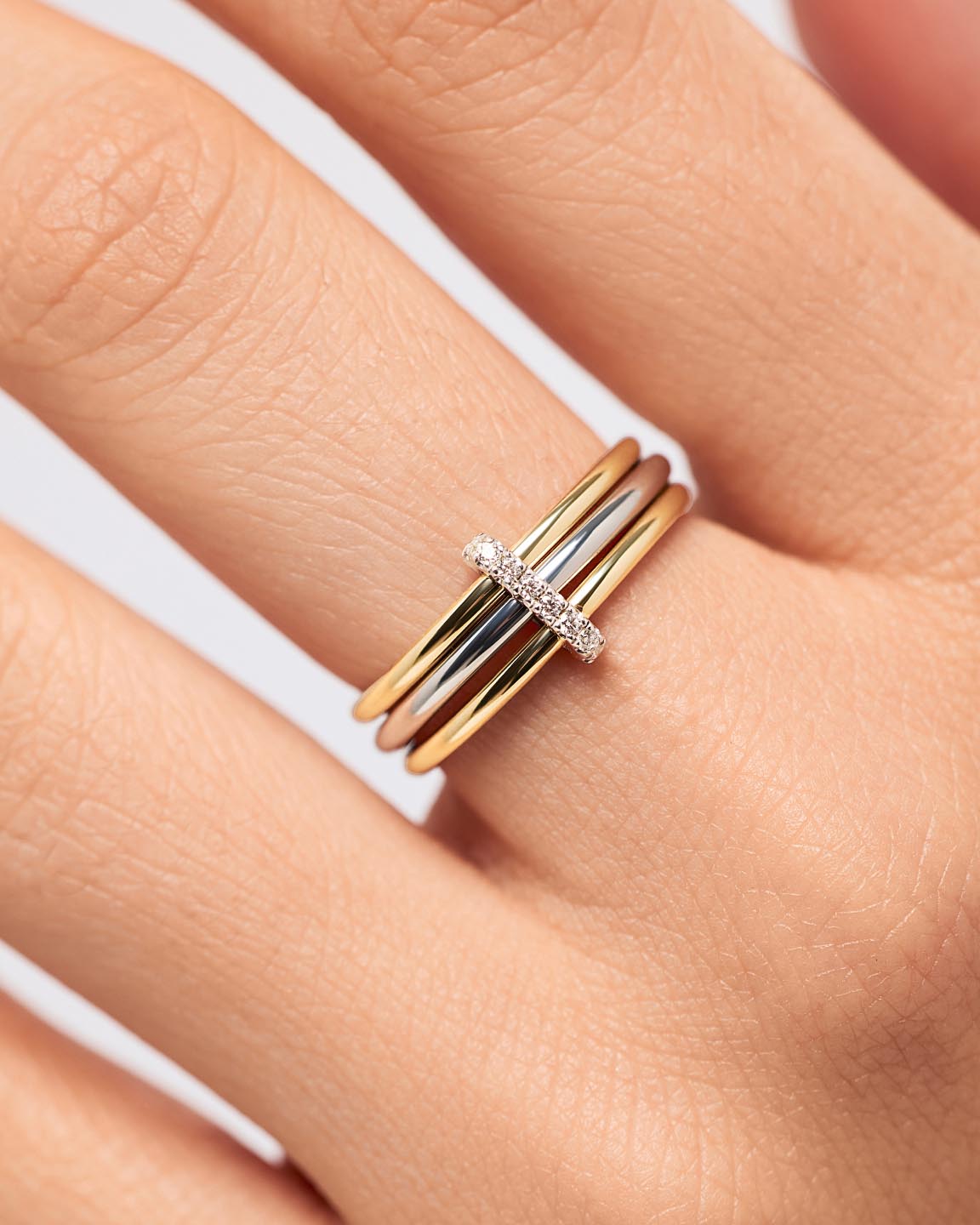 Solid Yellow Gold - Diamond Link Ring