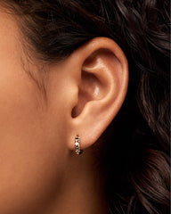 Solid Yellow Gold - Pyramid Huggie Hoops