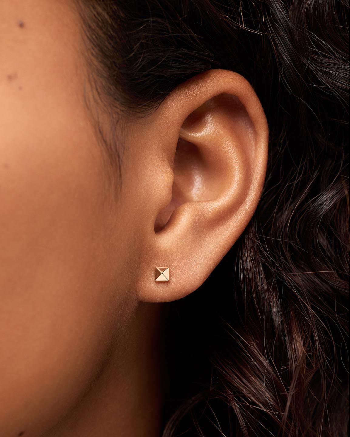 Solid Yellow Gold - Pyramid Studs