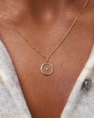 Gold Pendant Necklace - Gold Floating Diamond Large Necklace