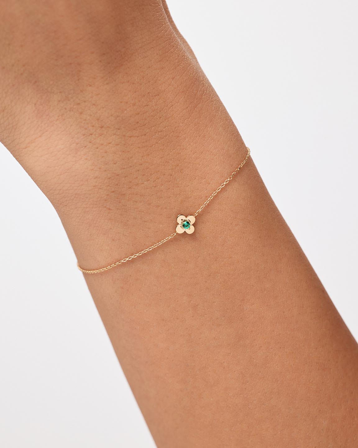 Solid Yellow Gold - Diamond Mini Flower Bracelet