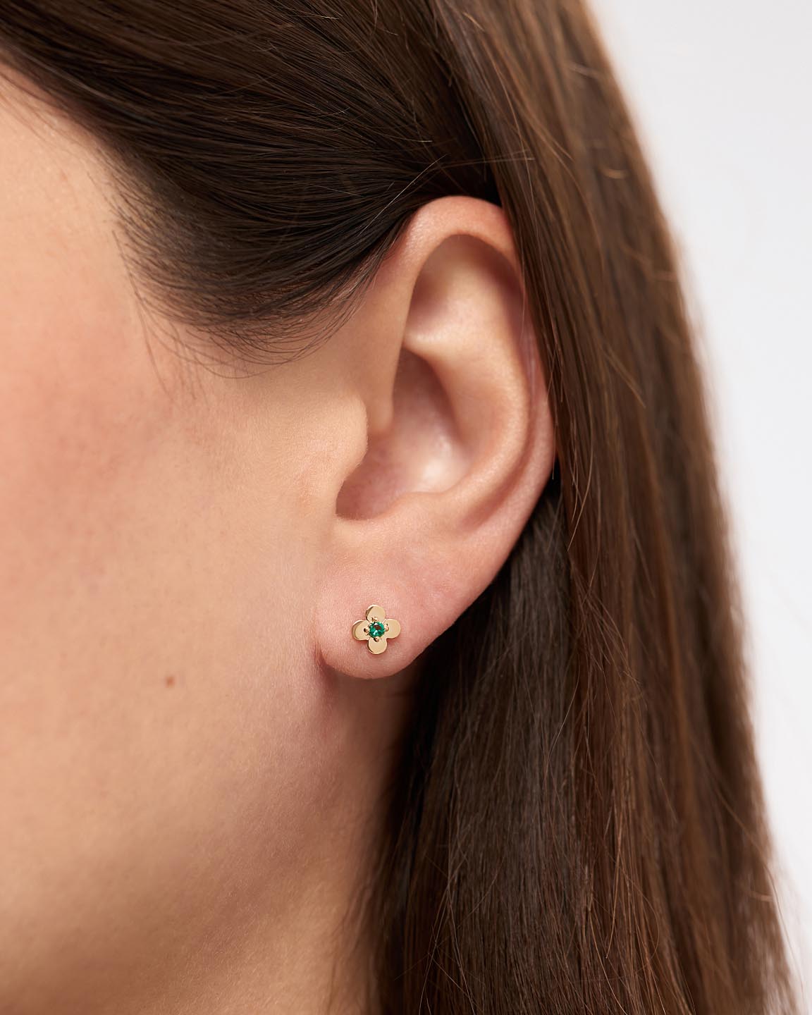 Solid Yellow Gold - Diamond Mini Flower Studs