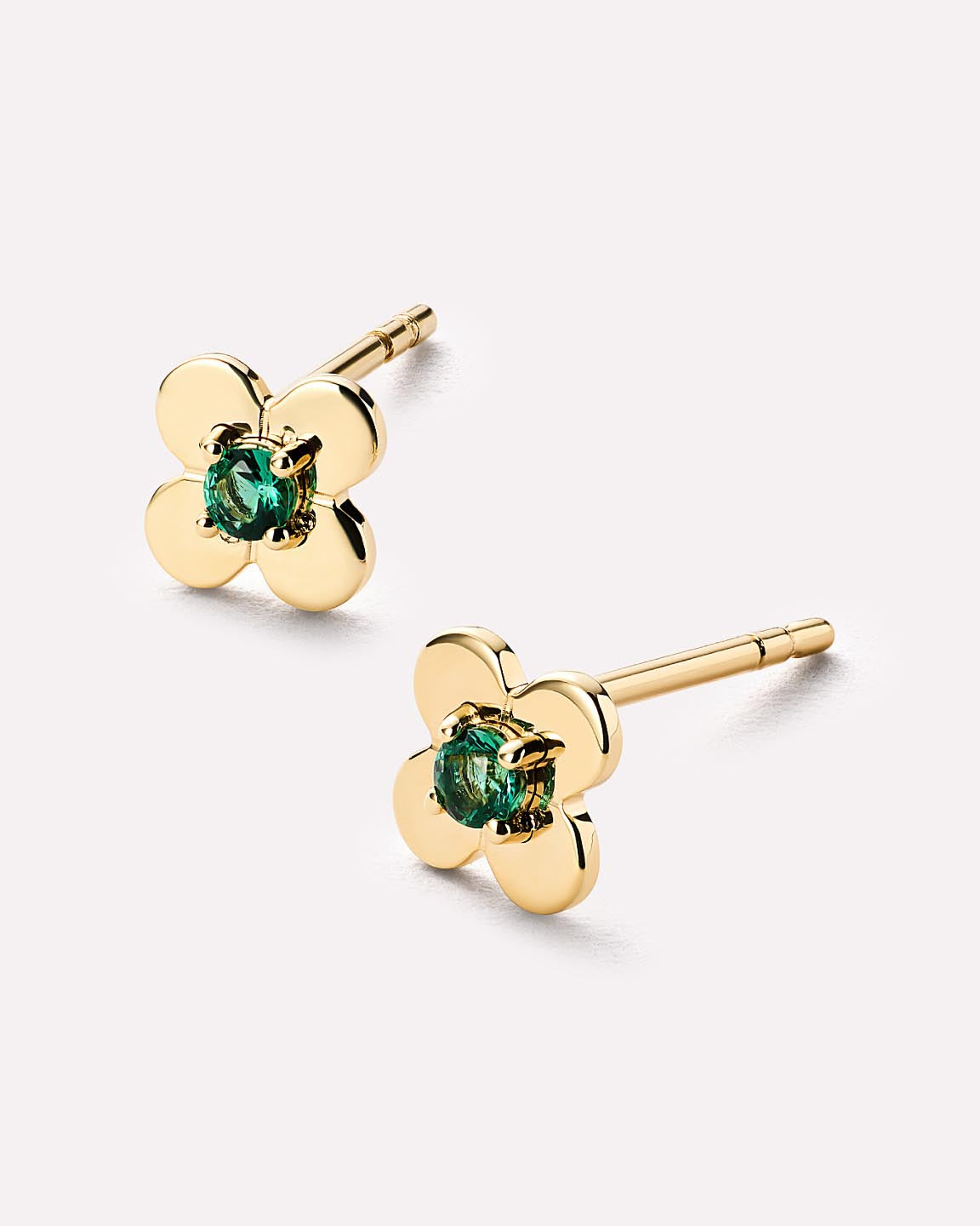 Solid Yellow Gold - Diamond Mini Flower Studs
